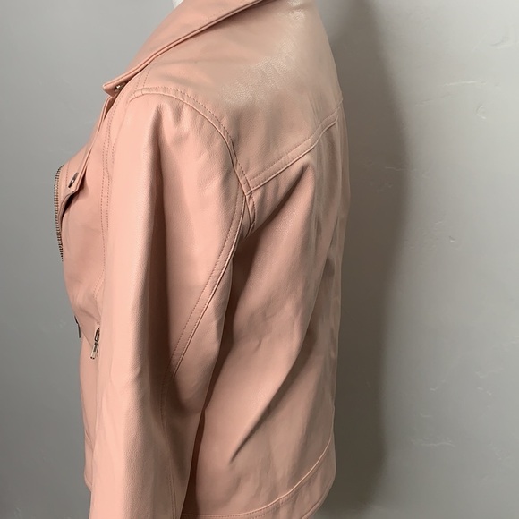 Blu Pepper Pink Vegan Leather Biker Jacket - Sz M - Picture 4 of 9